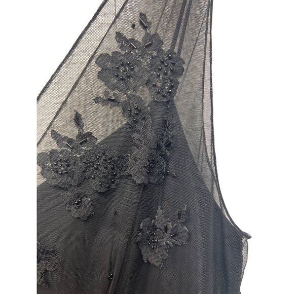 Evan-Picone Velvet Slip Dress with Tulle and Beading - Picture 3 of 7